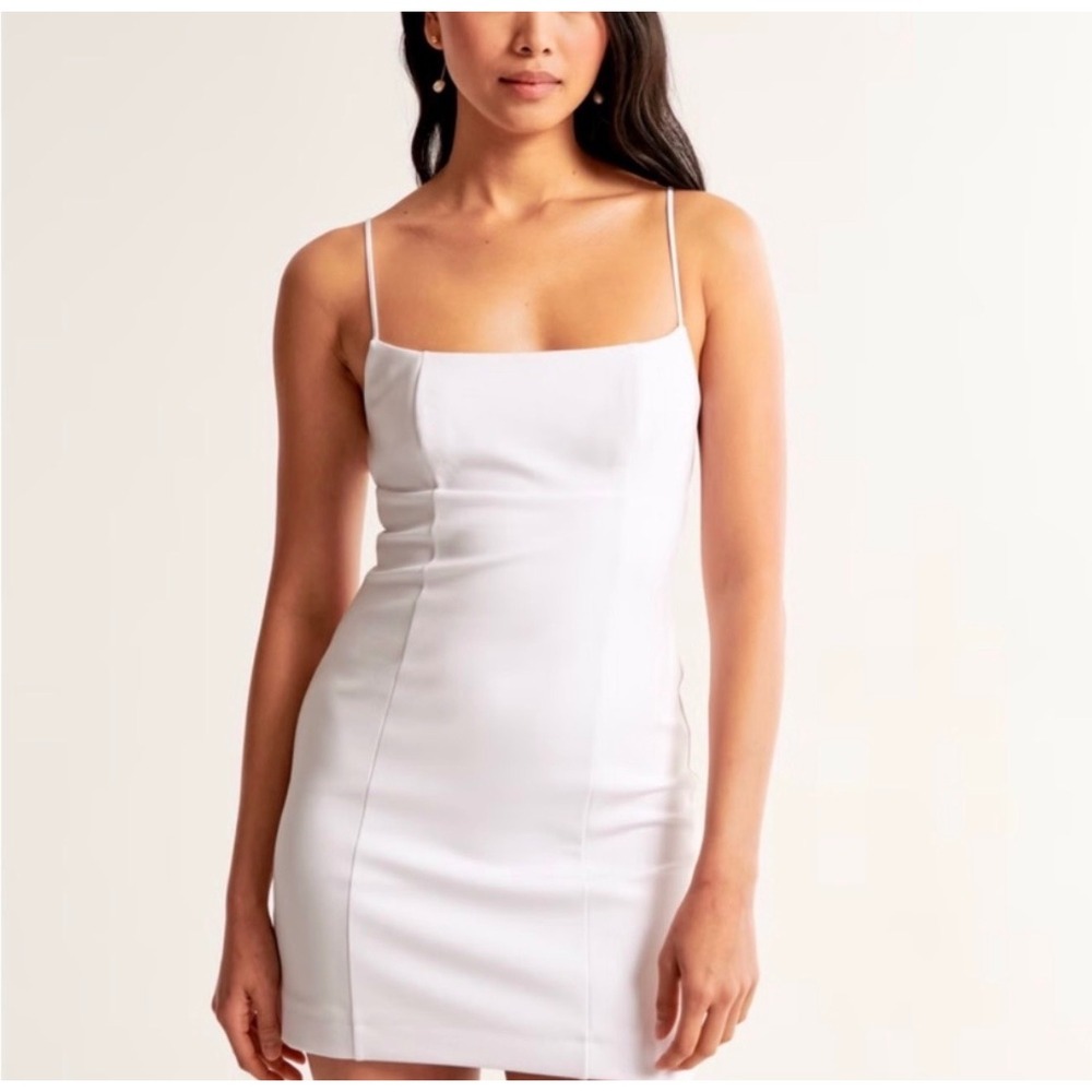 Abercrombie & Fitch White Square Neck Open Back Spaghetti Strap Mini Bodycon